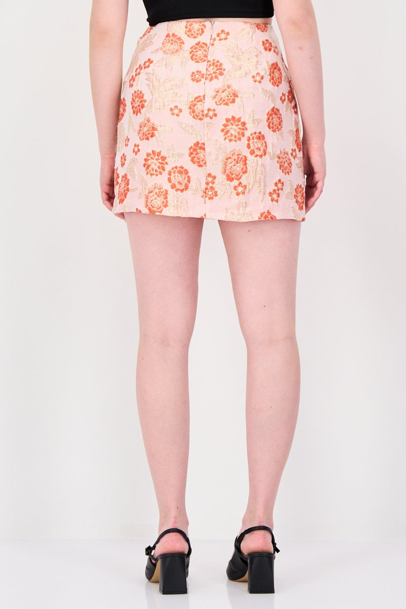 Lulus Women Floral Print Mini Skirt, Multicolor - Image 3